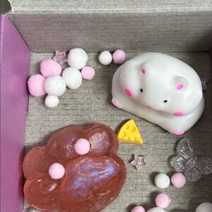 Cute White and Pink Hamster Figurine with Accessories